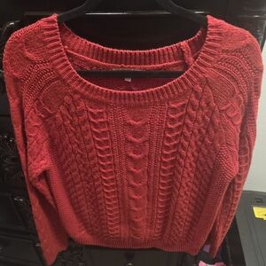 Cozy Casual Red Cable Knit Sweater